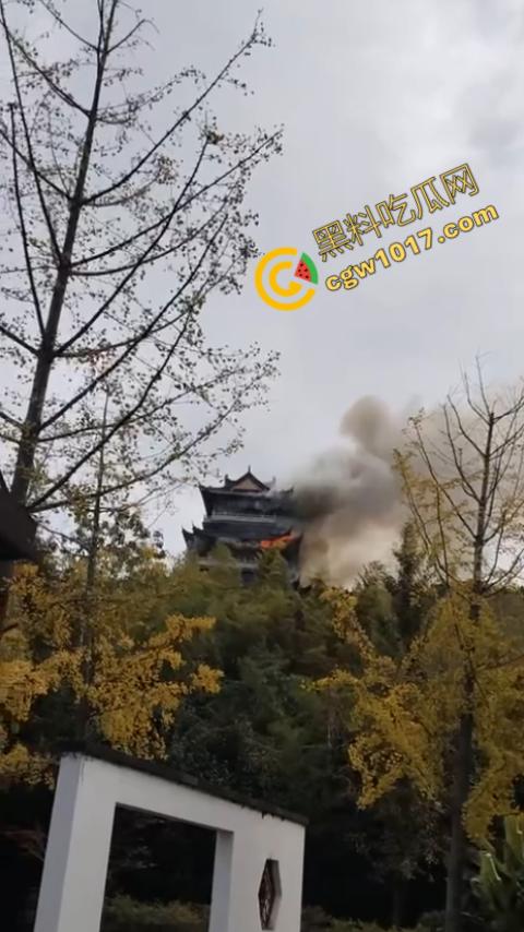 张家港凤凰山火焰翻腾：古寺在烈火中化为飞灰，黑烟滚滚，古建焦黑，无情怒火吞噬文化遗珍，可怕景象令人心碎  第4张