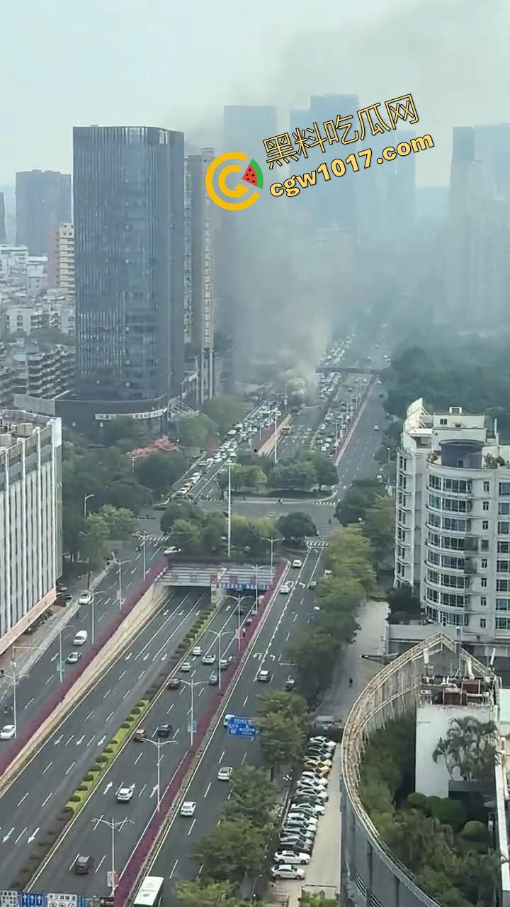 广东佛山季华园隧道口公交车发生自燃，现场浓烟滚滚，火势极其的大，具体自燃原因还待查明！  第1张