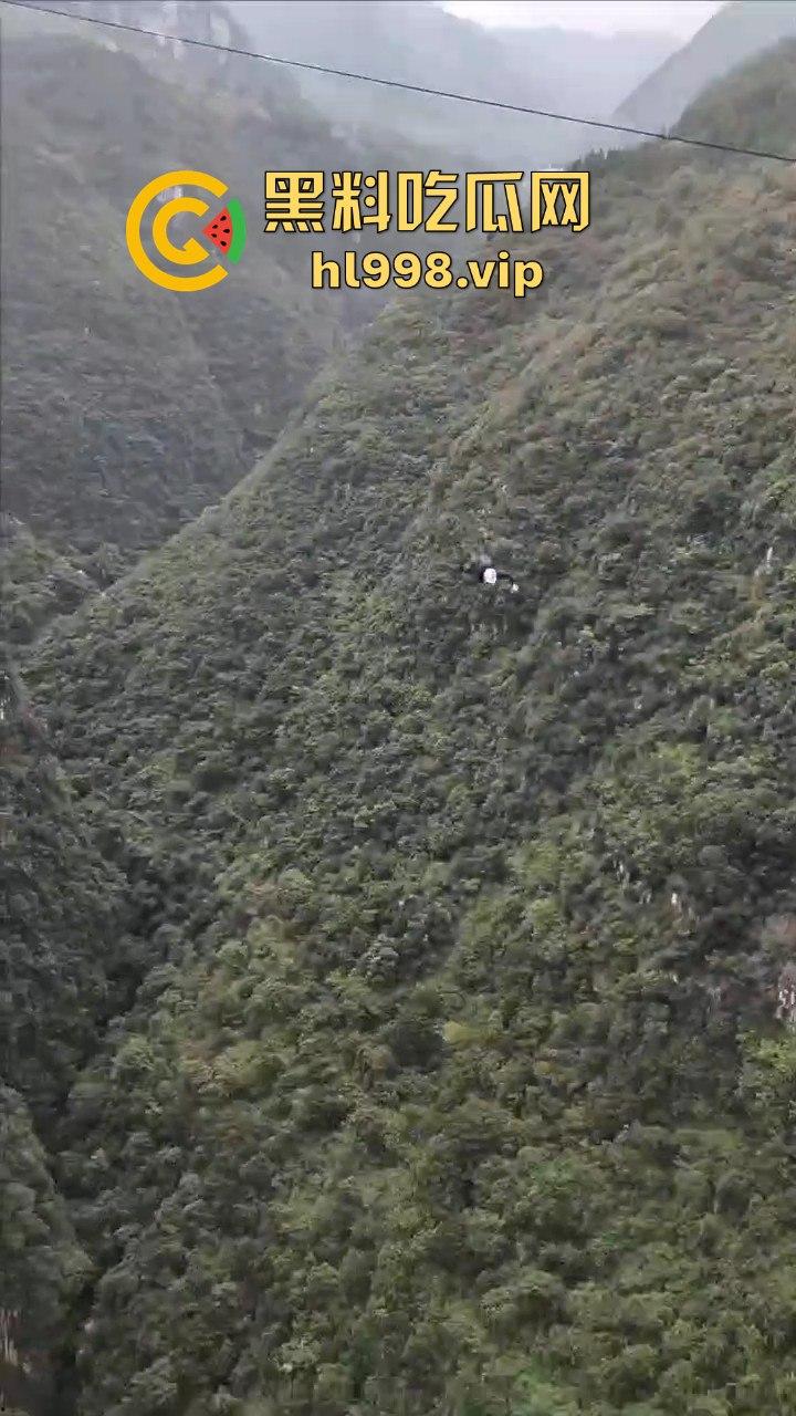 尼珠河大峡谷惊现艺高人胆大！索道上玩降落伞，伞打不开？那就是直接吃席！  第1张