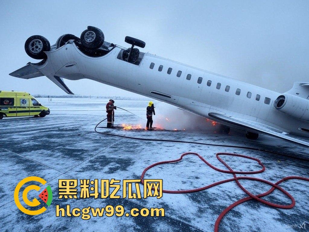 美国飞机又又又出事了！明尼苏达州飞往多伦多皮尔逊的飞机机腹朝天降落，堪比电影特效，幸好没人死亡。  第14张