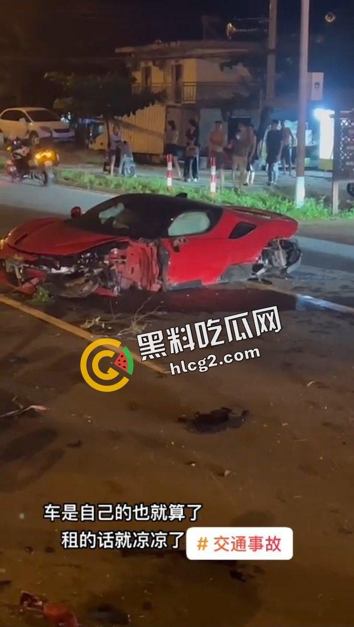 三亚3位小仙女 租法拉利跑车出车祸 后胎撞飞数米 唯一一台法拉利sf90报废  第6张