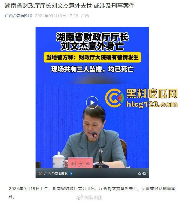 湖南财政厅长刘文杰离奇坠楼死亡！政协委员涉案，新闻被迅速封杀，真相成谜！  第28张
